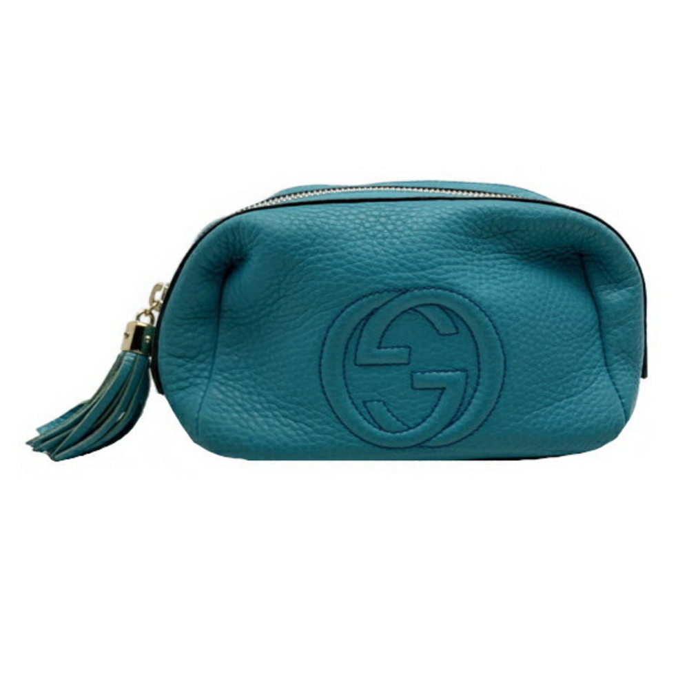 Gucci Cosmetic Pouch Interlocking GG Calfskin Eme… - image 1
